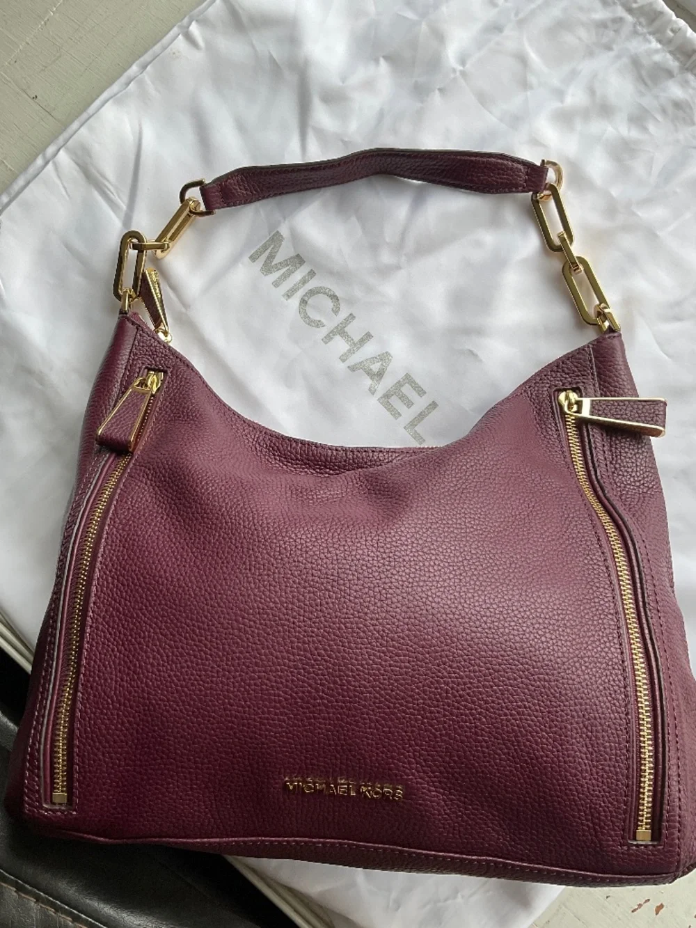 Michael Kors Matilda Plum Hobo Bag with Gold Accents